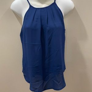BLUE SLEEVELESS BLOUSE